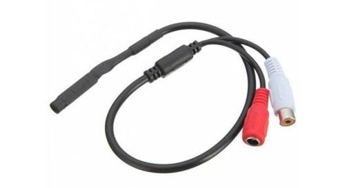 Microfono cctv con fichas de alimentación y audio